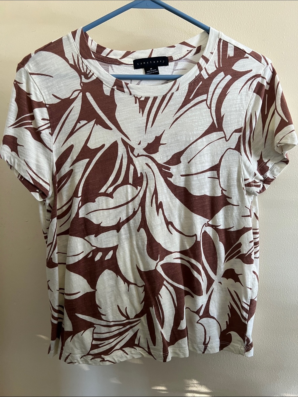 Sanctuary Brown & Cream Tropical Print Short Sleeve Tee